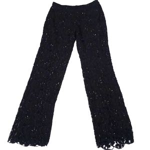I.N.C Elegant Women’s Black Beaded Lace Beautifully Scalloped Hem Unique Pants 6